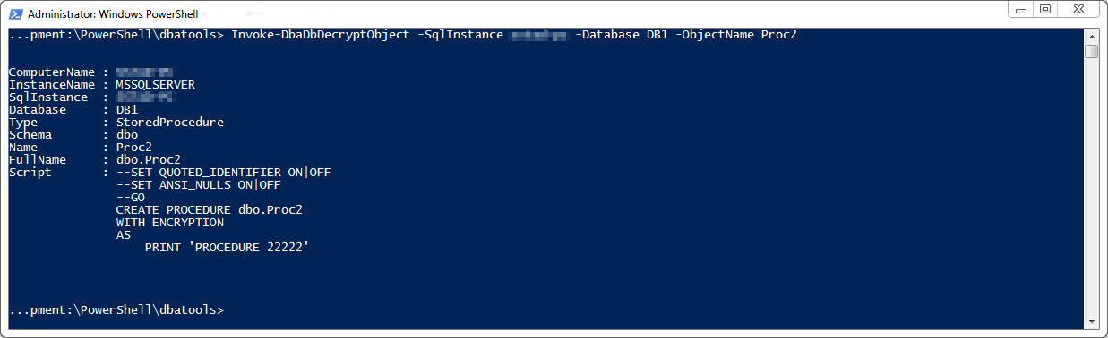 Output Invoke-DbaDbDecryptObject
