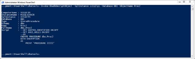 Output Invoke-DbaDbDecryptObject