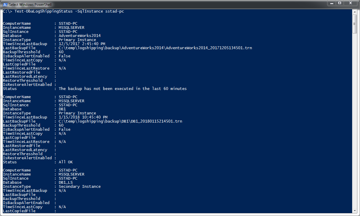 Log Shipping Status Command Detailed