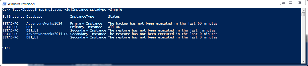 Log Shipping Status Command Simple