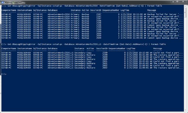 Get Log Shipping Errors Filter Database