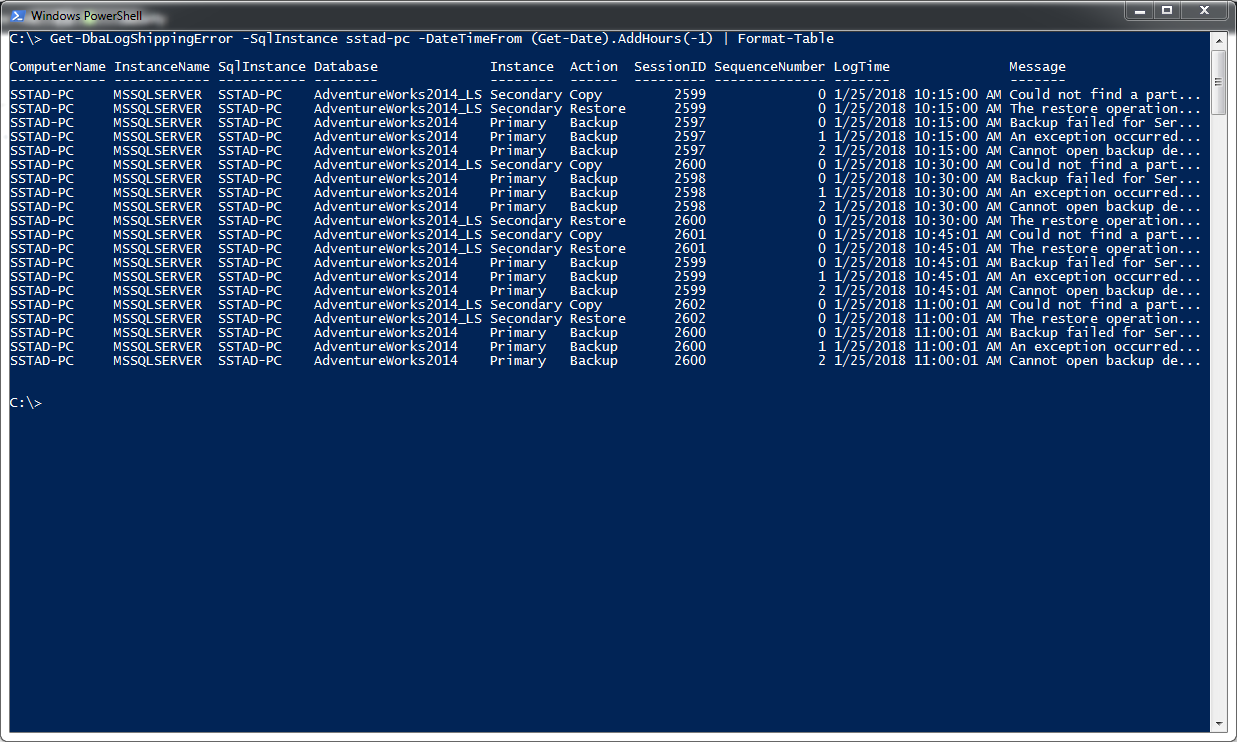 Get Log Shipping Errors Filter Date From