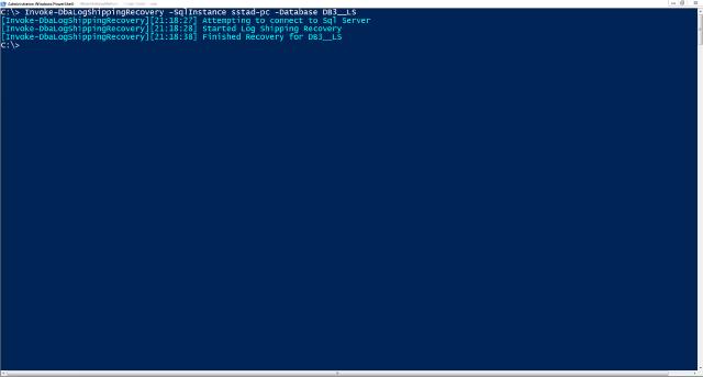 Recover Log Shipping Result Command