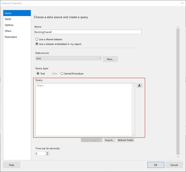 Dataset Window Dynamic Query